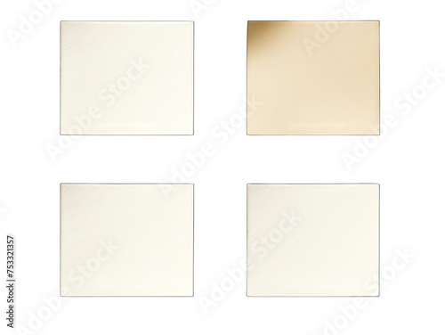 Set of ivory blank paper, sticky note isolated on transparent background, transparency image, removed background