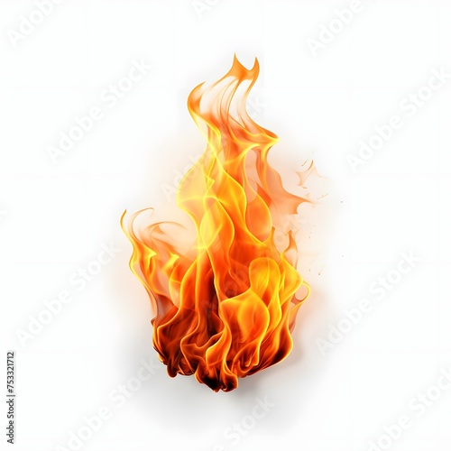 Blazing fire flames isolated on white background