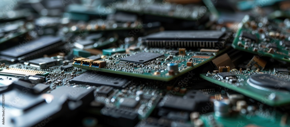 Obraz premium E-waste disposal: Recycling outdated PC components in eco-friendly manner.