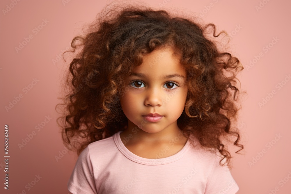 Portrait of a cute little african american girl with curly hair Portrait of a cute little african american girl with curly hair