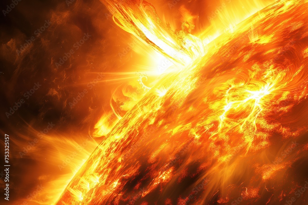 a solar flare erupting from the Sunissurface