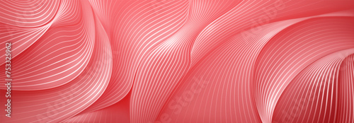 Abstract background in light red tones made of curved striped surfaces