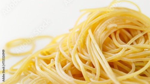 Spaghetti pasta in a dish isolated on white background