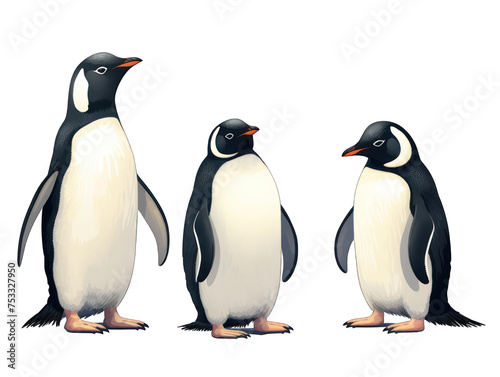 Set of penguin isolated on transparent background  transparency image  removed background