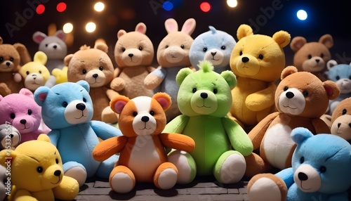  a lot of soft toys  different colors
