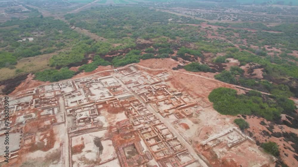 Green Contrast: Mohenjo Daro's Timeless Ruins from Above