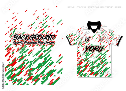 sublimation jersey design sporty black white green red colour combination Palestine flag data network background vector abstract pattern smart casual speed racing motorsport apparel car decal livery