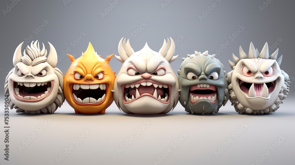 Naklejka premium Characters Utilizing 3D Printers cute face