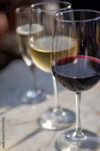 Three glasses of different wines