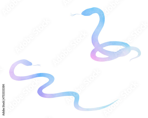 ヘビの水彩テクスチャシルエット