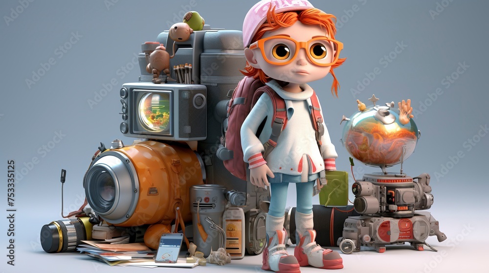 Fototapeta premium Travel Photography with 3D Characters