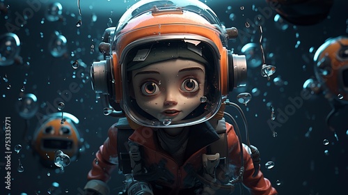 Underwater surveillance with 3D characters photo