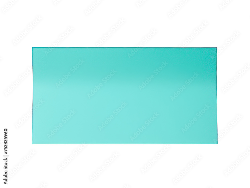 cyan blue blank paper isolated on transparent background, transparency image, removed background