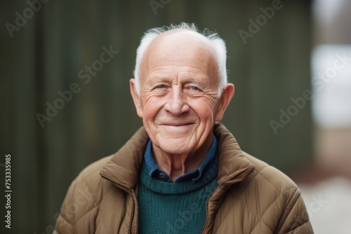 Portrait of a senior man with grey hair smiling at the camera