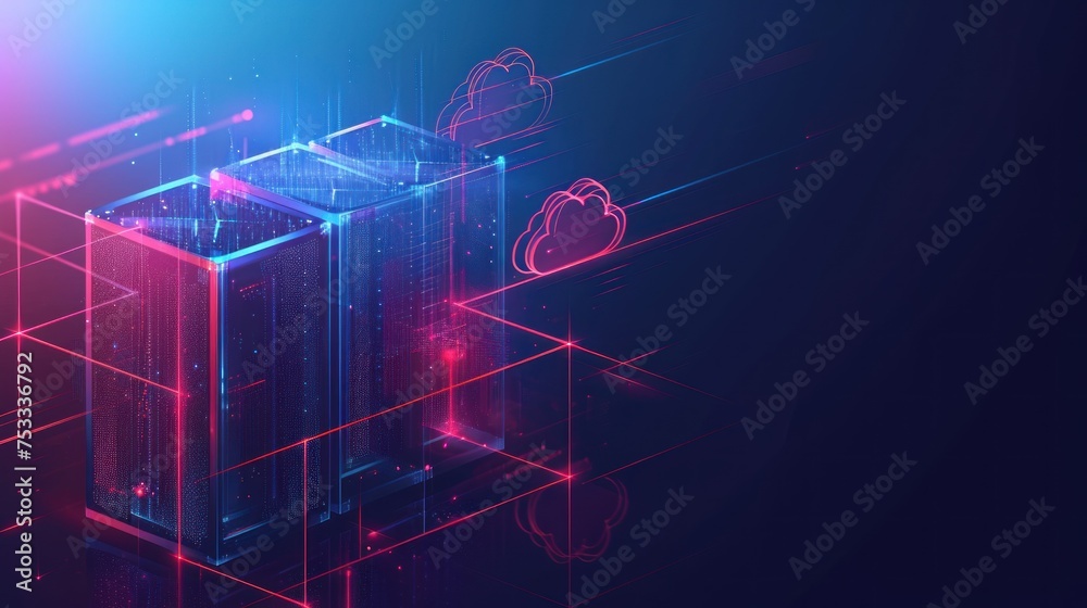 Fototapeta premium server room, cloud storage data, data center, Data protection,