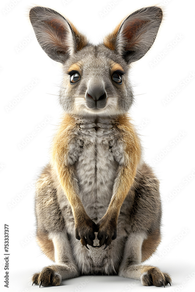 Fototapeta premium Lively Kangaroo with Playful Facial Expressions, To provide a fun and engaging image of a kangaroo for use in design projects, advertising,