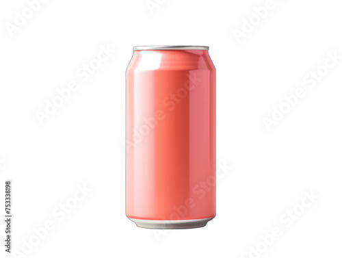 coral soda can isolated on transparent background, transparency image, removed background
