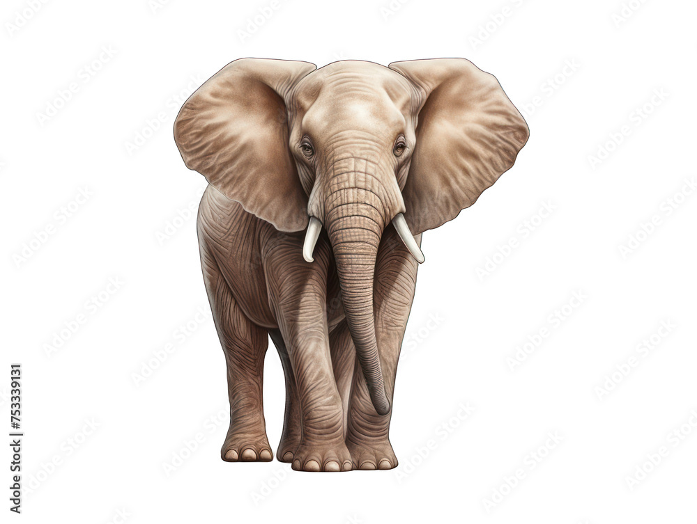 Fototapeta premium elephant isolated on transparent background, transparency image, removed background
