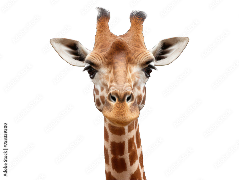 giraffe isolated on transparent background, transparency image, removed background