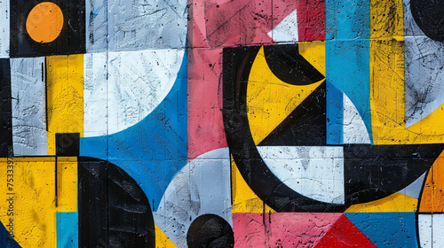 minimalist texture of geometric figures with graffiti