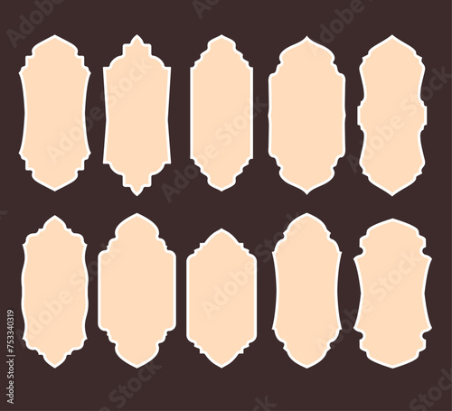 Set of Islamic shape ornaments,Islamic bagde decoration vector, Arabic style patterns,frame border for Ramadan theme design