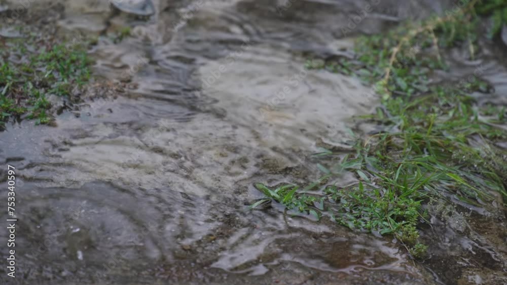 Raining on the ground with water splash. Raining on the ground with water splash.