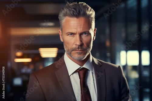 Portrait of confident smart businessman in suit in office