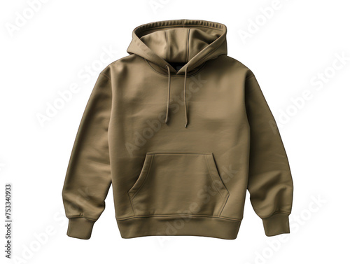 khaki hoodie isolated on transparent background, transparency image, removed background