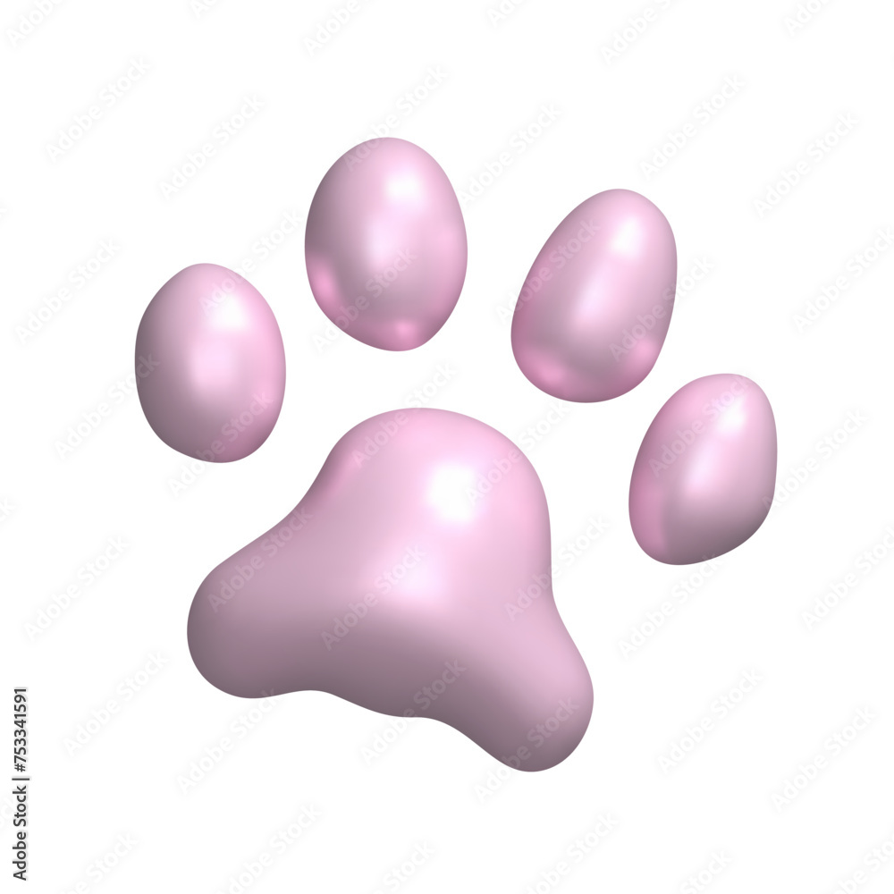 Cat Paw 3D print. Isolated Vector pink footprint illustration Cat Paw 3D print. Isolated Vector pink footprint illustration