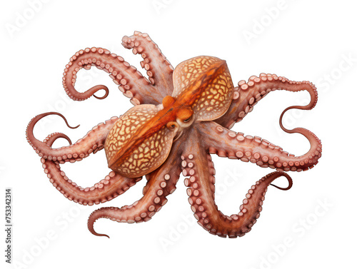 octopus isolated on transparent background, transparency image, removed background