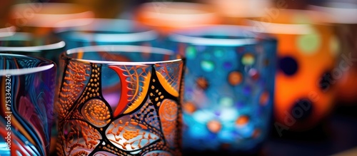 Glass with a colorful pattern © LukaszDesign