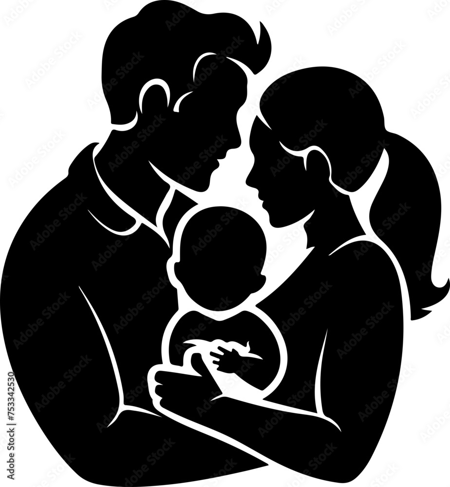 Loving Family Embrace Silhouette Depicting Warmth and Intimacy, Ideal for Family-Themed Projects