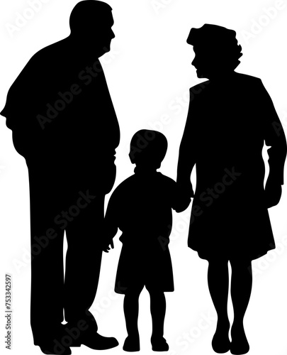 silhouette of a grandparents with grandson