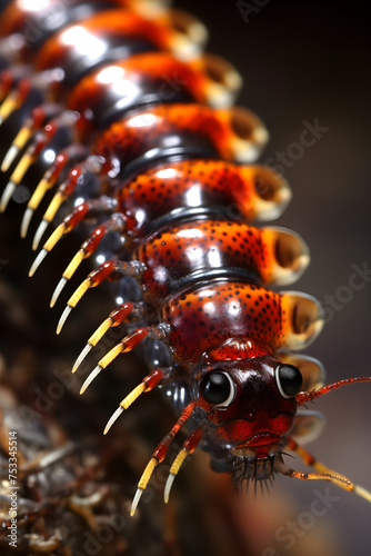Macro Photography of a Colorful Centipede in Dynamic Action © Leon