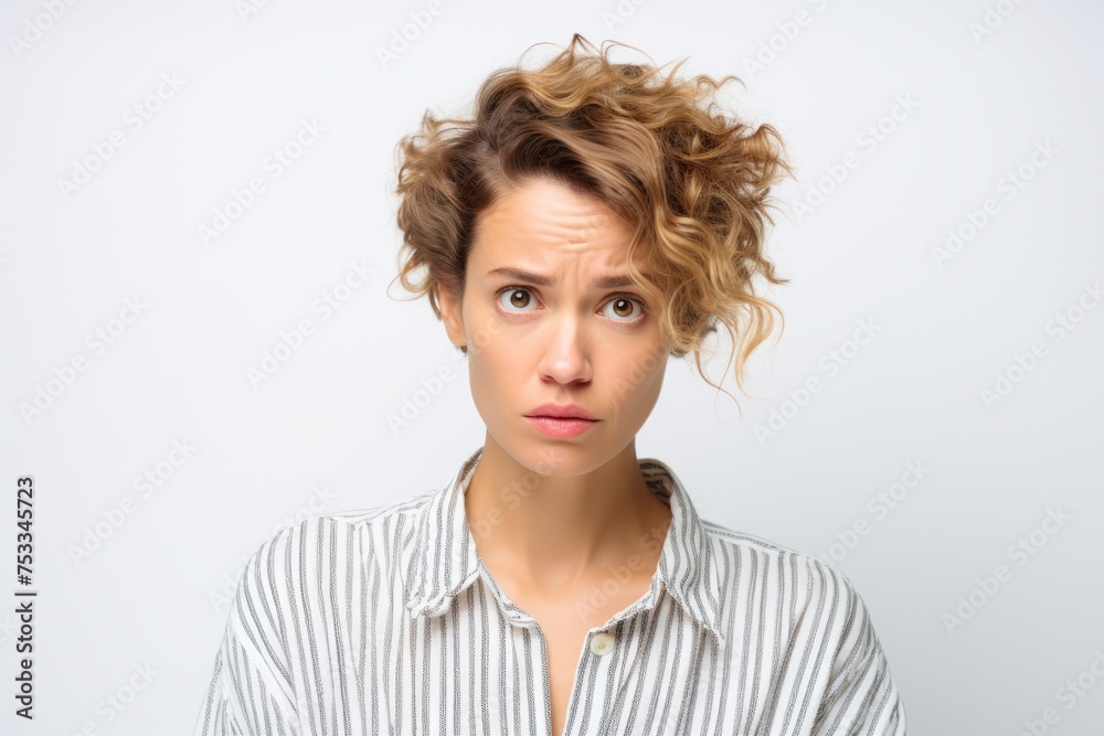Portrait of a young woman with shocked facial expression, isolated on white background Portrait of a young woman with shocked facial expression, isolated on white background