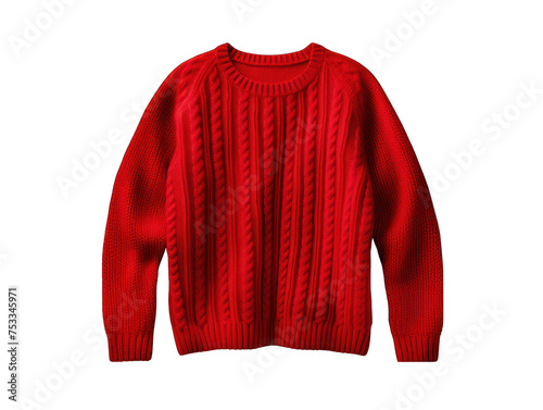 red sweater isolated on transparent background, transparency image, removed background