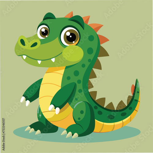 beautiful cartoon crocodile vector