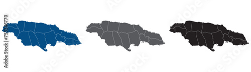 Jamaica map. Map of Jamaica in administrative provinces in set