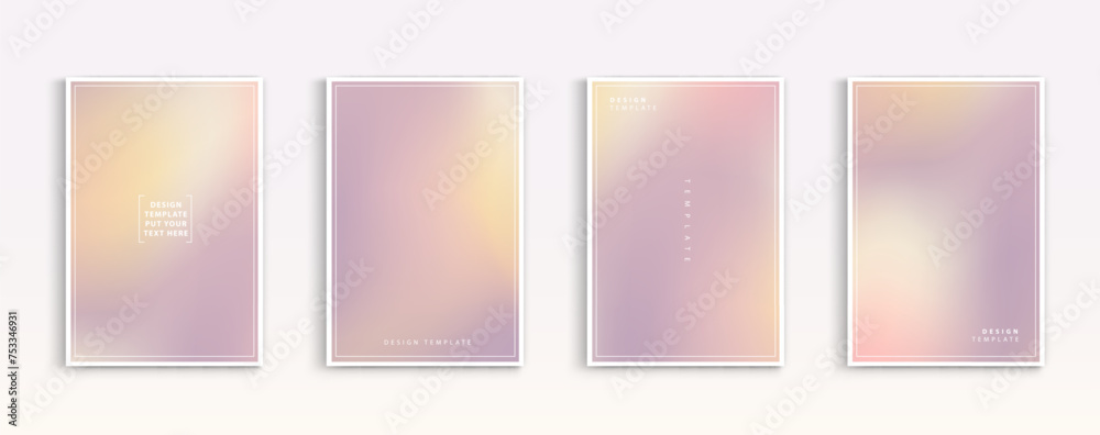 Pastel gradient backgrounds vector set. soft tender yellow, pink, white and purple colours abstract background for app, web design, webpages, banners, greeting cards. Vector design illustration.