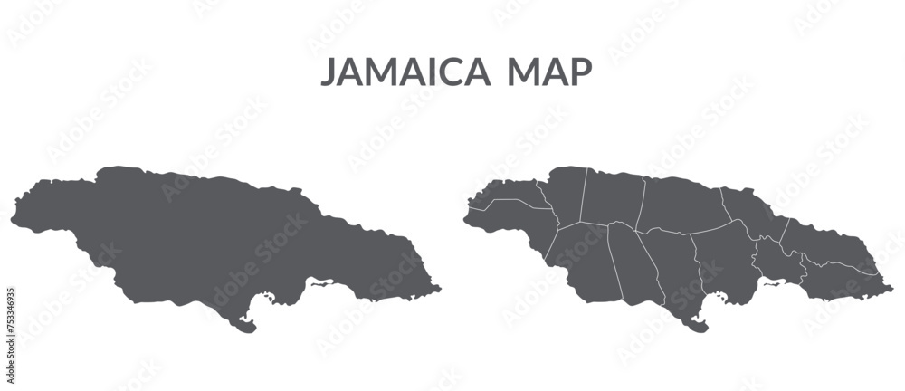 Jamaica map. Map of Jamaica in grey set