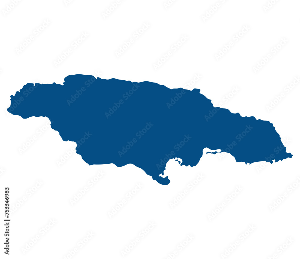 Jamaica map. Map of Jamaica in blue color