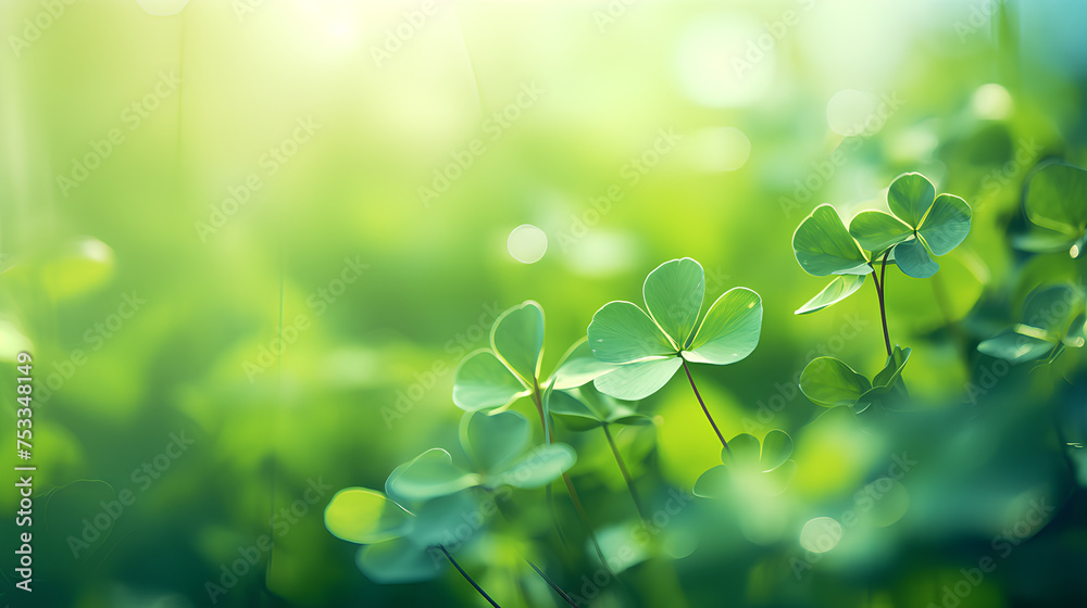 Fresh clover leaves bask in the soft, dappled sunlight, creating a serene and tranquil green backdrop.
Fresh clover leaves bask in the soft, dappled sunlight, creating a serene and tranquil green backdrop.