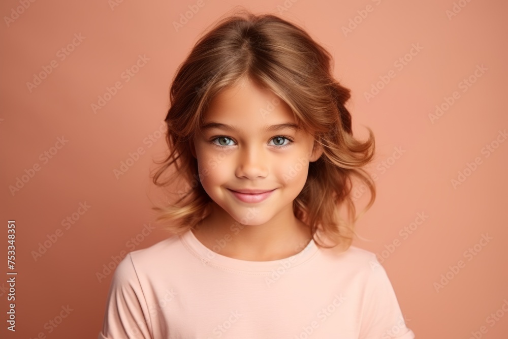 Portrait of a cute little girl with blond curly hair. Studio shot. Portrait of a cute little girl with blond curly hair. Studio shot.