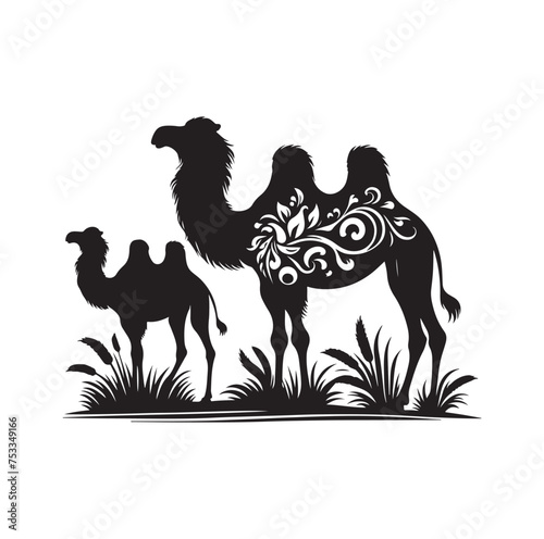camel silhouettes vector on white background