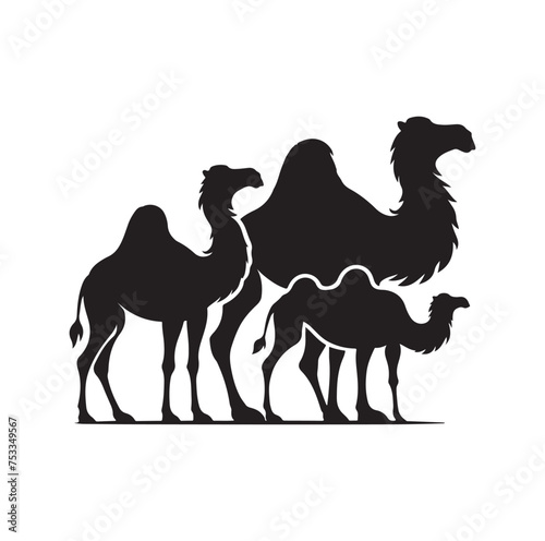 camel silhouettes vector on white background