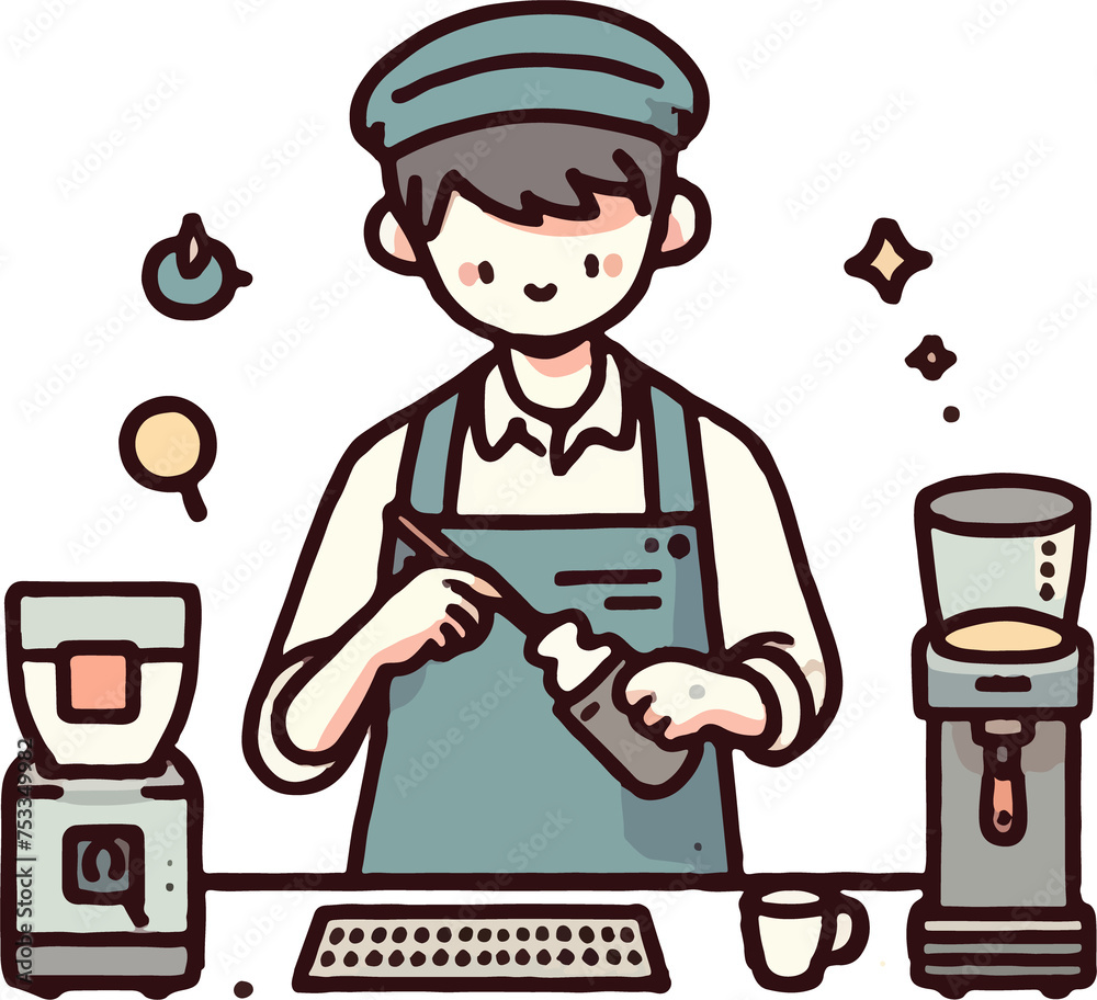 Barista illustration created by artificial intelligence. Barista illustration created by artificial intelligence.