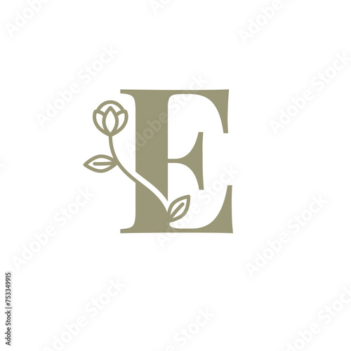 Botanical Alphabet, Floral Letter E Logo