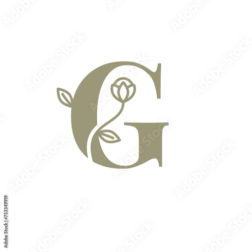 Botanical Alphabet, Floral Letter G Logo