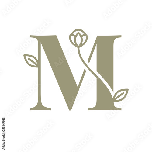 Botanical Alphabet, Floral Letter M Logo