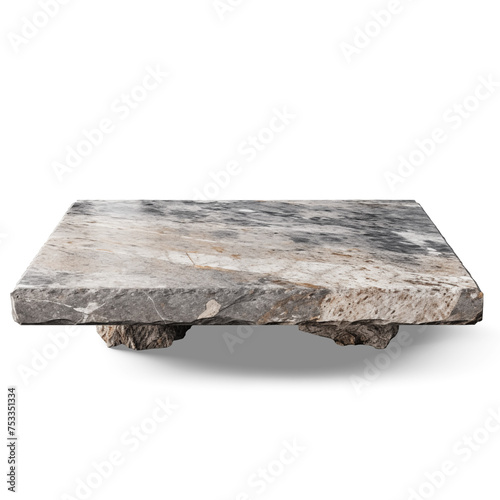 Empty top of white marble stone table on white background.